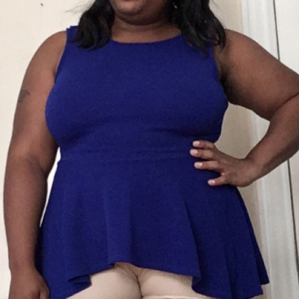 Royal blue high and low blouse